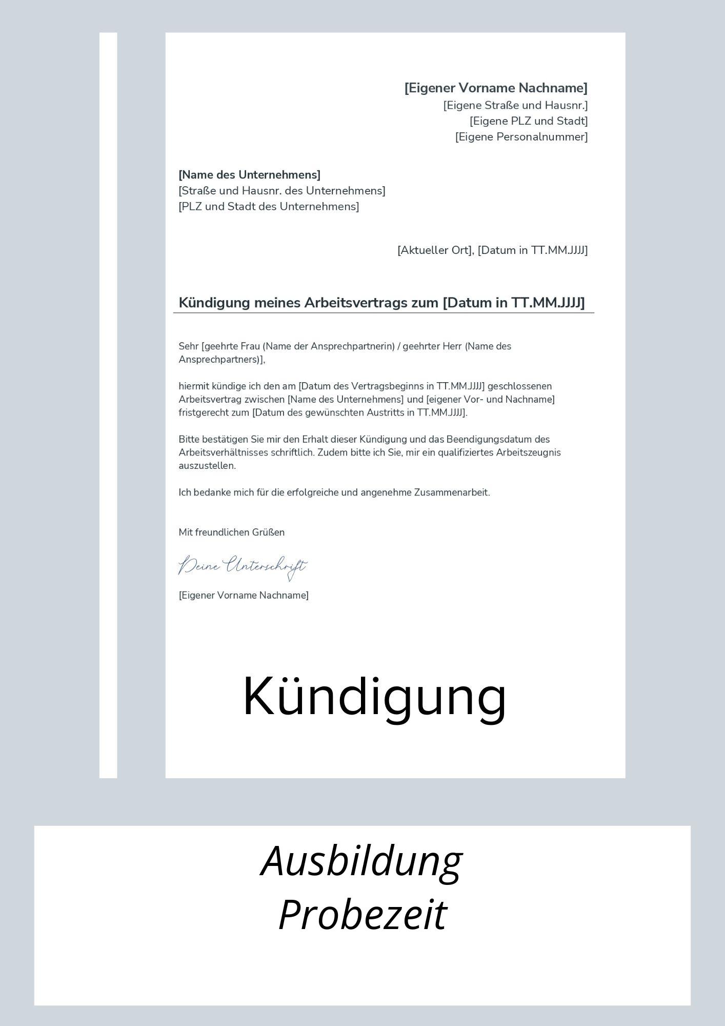 Kündigung Ausbildung Probezeit