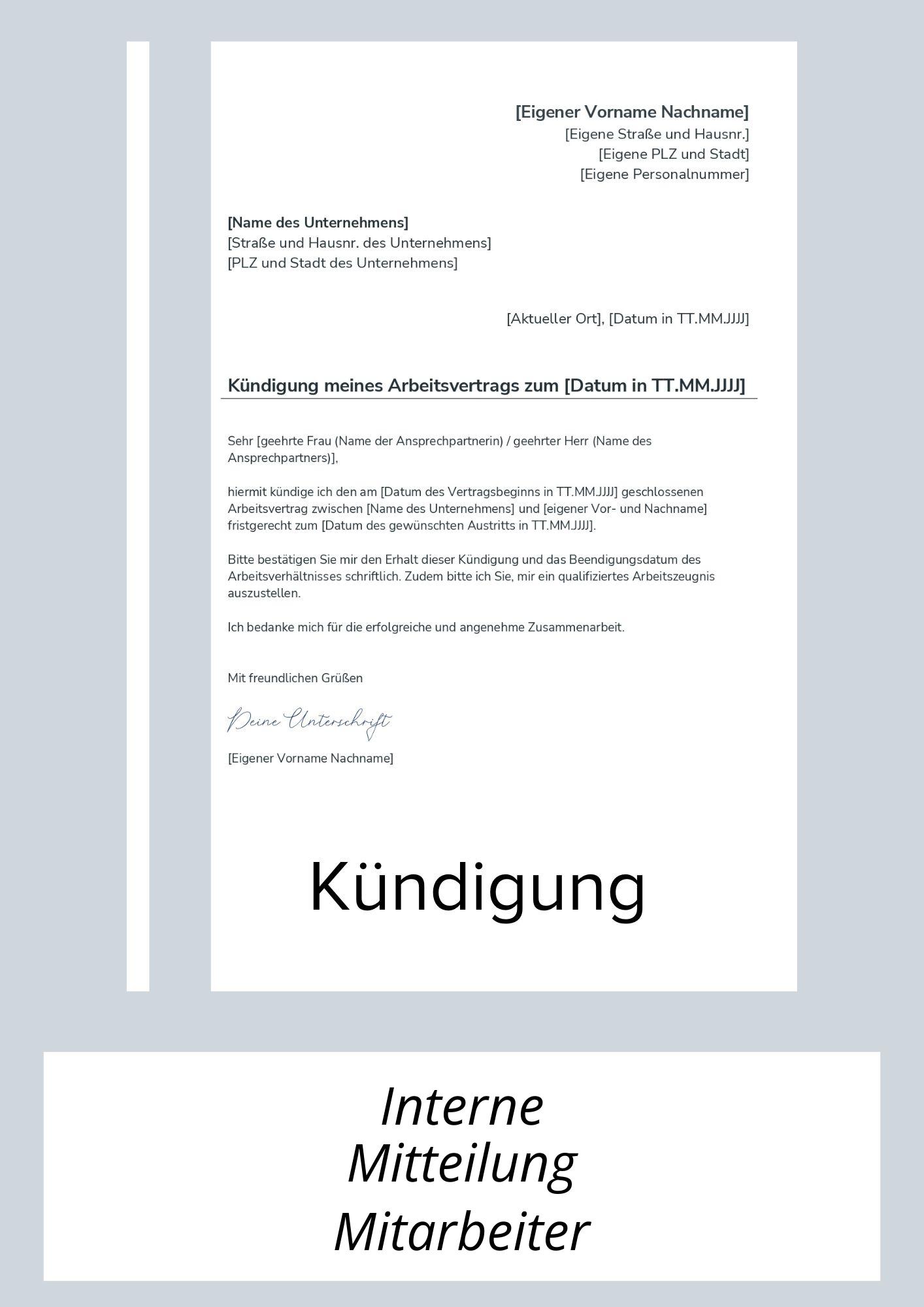 Interne Mitteilung Kündigung Mitarbeiter